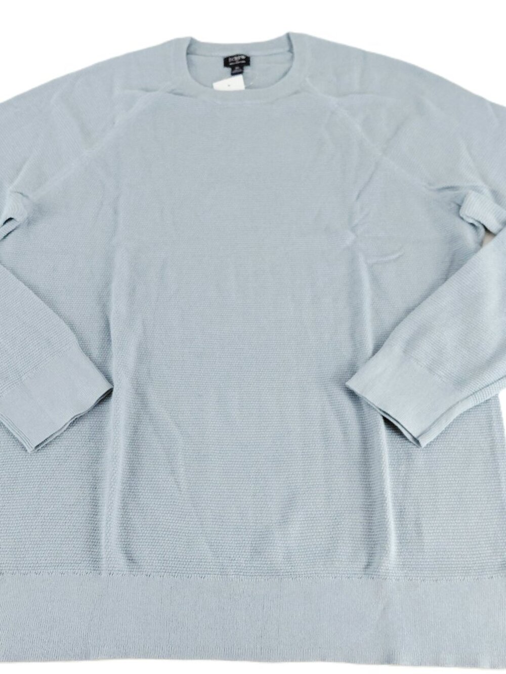 J. Crew Seed Stitch Crewneck Pullover Sweater Men's XL Blue Raglan Sleeve